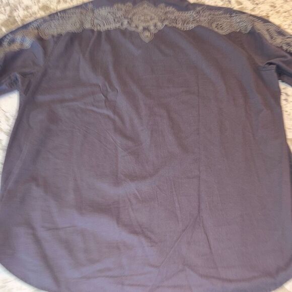 LUCKY BRAND men button down embroidered back/sleeves L gray - Picture 3 of 10